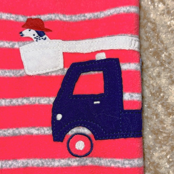 Carters boys 4t zip up fleece footie fire truck oeko-tex pajamas like new - Picture 3 of 3